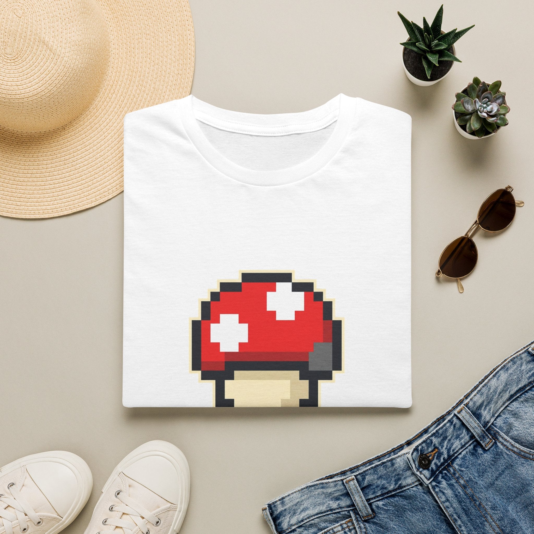 Level Up Mushroom Retro Gaming T-Shirt