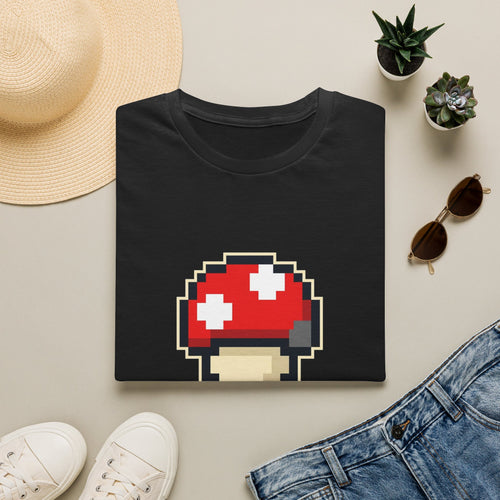 Level Up Mushroom Retro Gaming T-Shirt