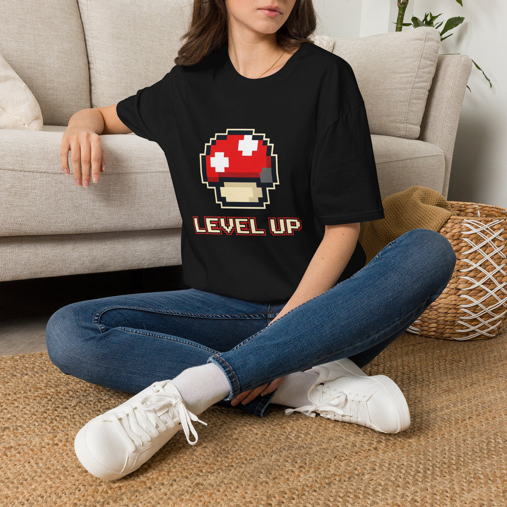 Level Up Mushroom Retro Gaming T-Shirt