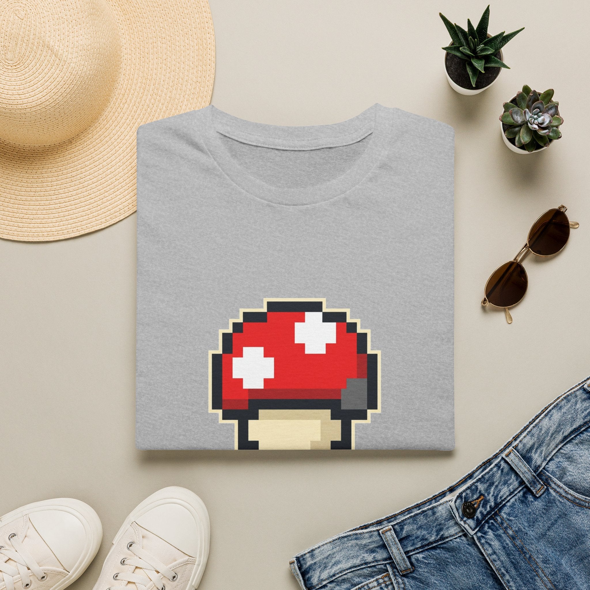 Level Up Mushroom Retro Gaming T-Shirt