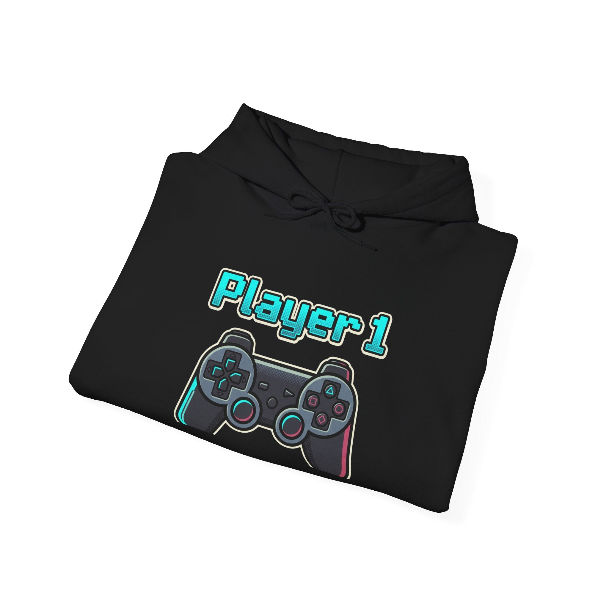Player 1 Retro Controller Hoodie — Gamer Sweatshirt