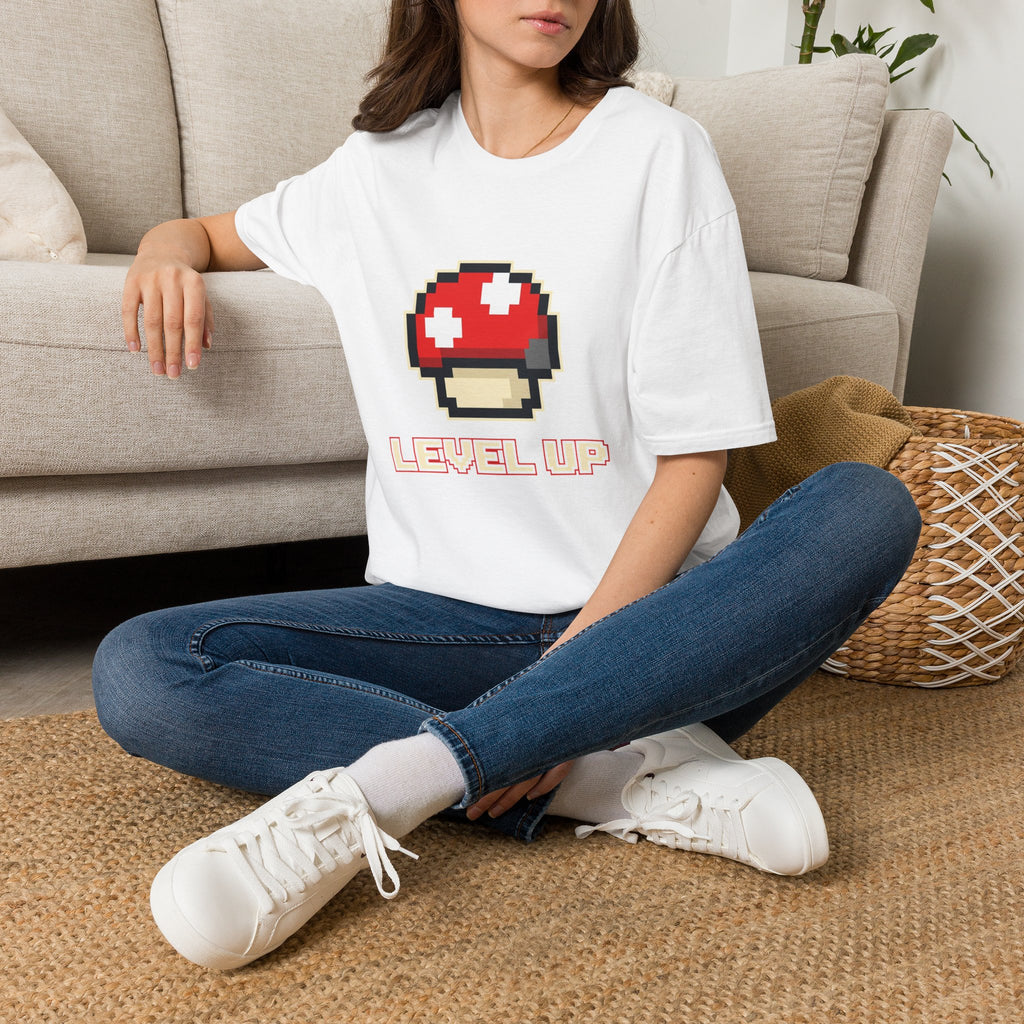 Level Up Mushroom Retro Gaming T-Shirt