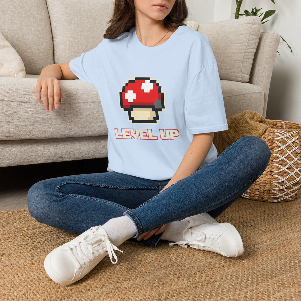 Level Up Mushroom Retro Gaming T-Shirt